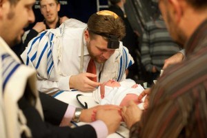 Traditional Jewish circumcision ceremony