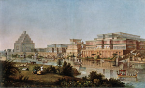 Ninive, Koenigspalast / nach Layard - Nineveh, Assyrian palace / watercolour -